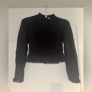 FARM Rio Black Lace Trimmed Blouse